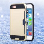Wholesale iPhone 8 Plus / 7 Plus Credit Card Slot Armor Hybrid Case (Gold)
